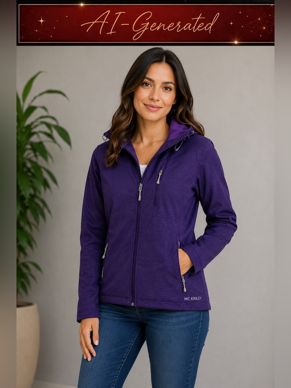Double Diamond womens hooie Jacket Zip front Ski Snowboard Performance M Purple